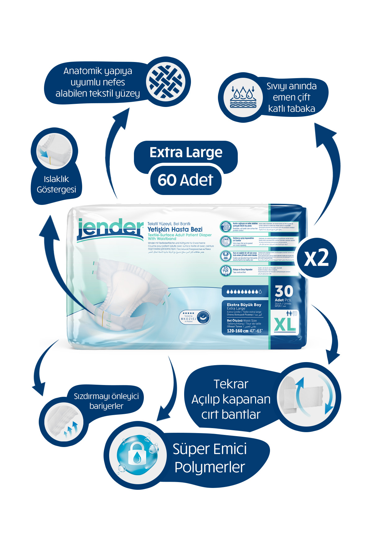 1_org_zoom-188.jpg Jender Hasta Bezi XLarge Belbantlı 30'Lu 120 Adet - Görsel 1