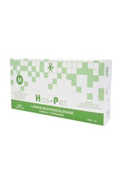 Has-Pet Haspet Lateks Muayene Eldiveni Pudralı Beyaz M Beden 100 Adet