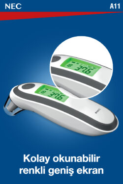 Nec A11 Geniş Ekranlı Kulaktan Ve Alından Dijital Temassız Ateş Ölçer - Görsel 3